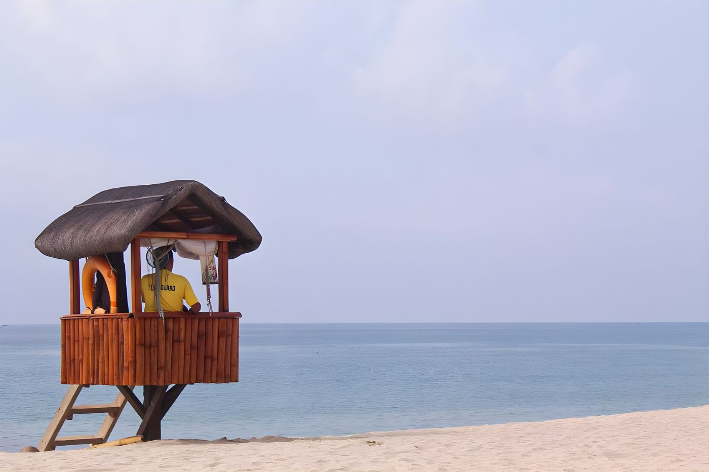 A lifeguard station on a quiet stretch of Atlantic coastline